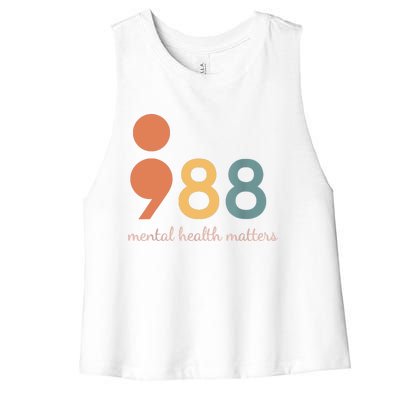 988 Semicolon Mental Health Matters Suicide Prevention Women's Racerback Cropped Tank