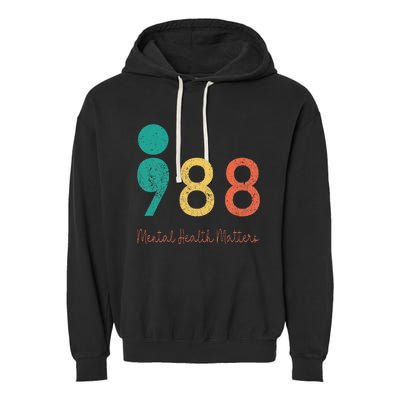 988 Semicolon Mental Health Matters Suicide Prevention Retro Garment-Dyed Fleece Hoodie