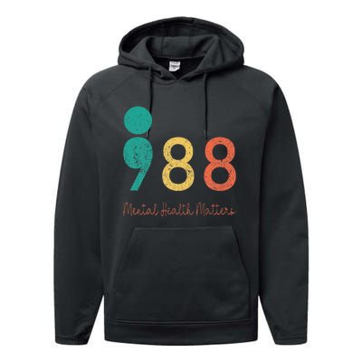 988 Semicolon Mental Health Matters Suicide Prevention Retro Performance Fleece Hoodie