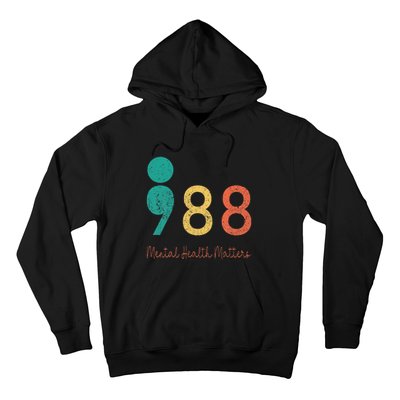 988 Semicolon Mental Health Matters Suicide Prevention Retro Hoodie