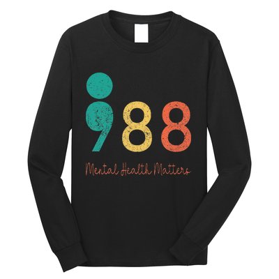 988 Semicolon Mental Health Matters Suicide Prevention Retro Long Sleeve Shirt