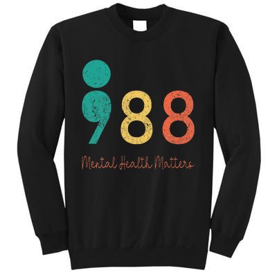 988 Semicolon Mental Health Matters Suicide Prevention Retro Sweatshirt