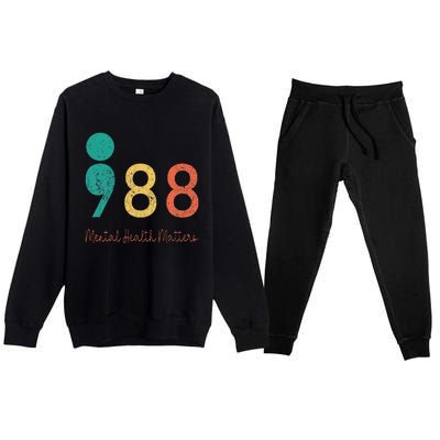 988 Semicolon Mental Health Matters Suicide Prevention Retro Premium Crewneck Sweatsuit Set