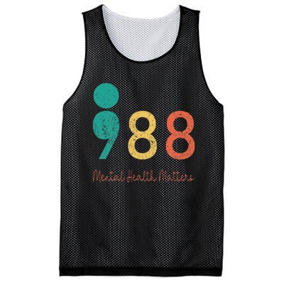 988 Semicolon Mental Health Matters Suicide Prevention Retro Mesh Reversible Basketball Jersey Tank