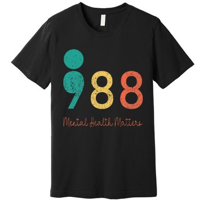 988 Semicolon Mental Health Matters Suicide Prevention Retro Premium T-Shirt