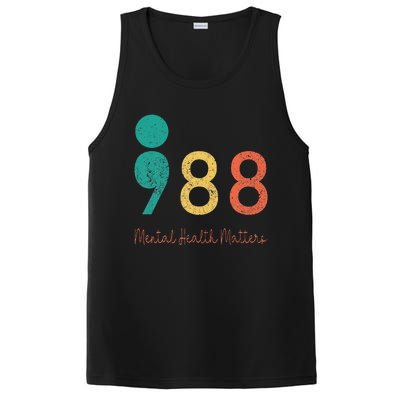 988 Semicolon Mental Health Matters Suicide Prevention Retro PosiCharge Competitor Tank