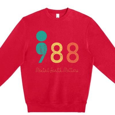 988 Semicolon Mental Health Matters Suicide Prevention Retro Premium Crewneck Sweatshirt