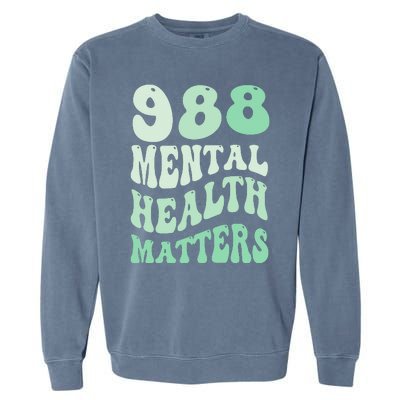 988 Semicolon Mental Health Matters Suicide Prevention Retro Garment-Dyed Sweatshirt