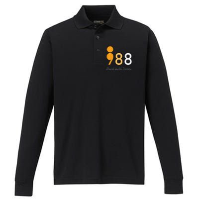 988 Semicolon Mental Health Matters Suicide Prevention Retro Performance Long Sleeve Polo