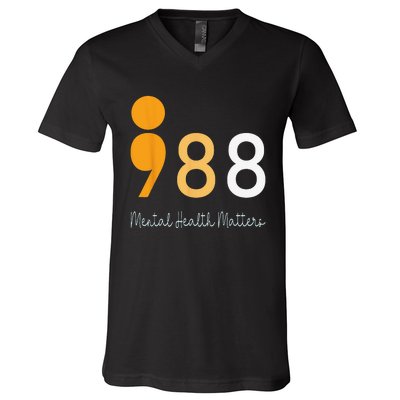 988 Semicolon Mental Health Matters Suicide Prevention Retro V-Neck T-Shirt