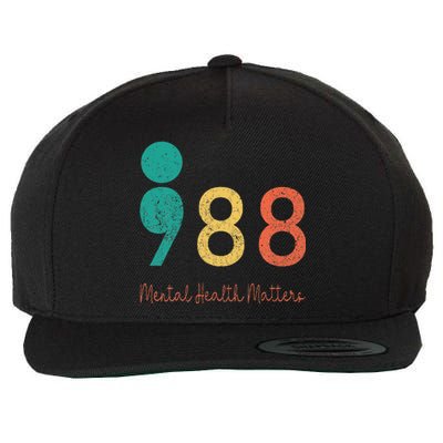 988 Semicolon Mental Health Matters Suicide Prevention Retro Wool Snapback Cap