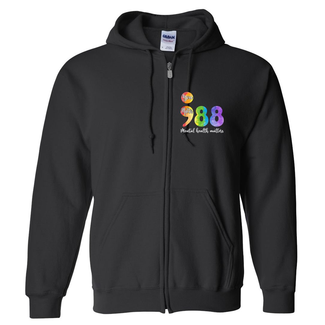 988 Semicolon Mental Health Matters You Matter Full Zip Hoodie