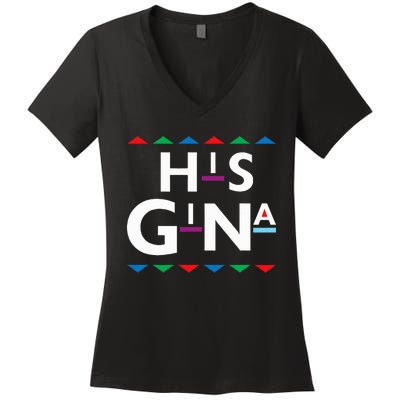 90s Sitcom Nostalgia His Gina Couples Matching Gift Outfit Women's V-Neck T-Shirt