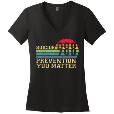 988 Suicide Prevention Awareness Mental Health Women's V-Neck T-Shirt