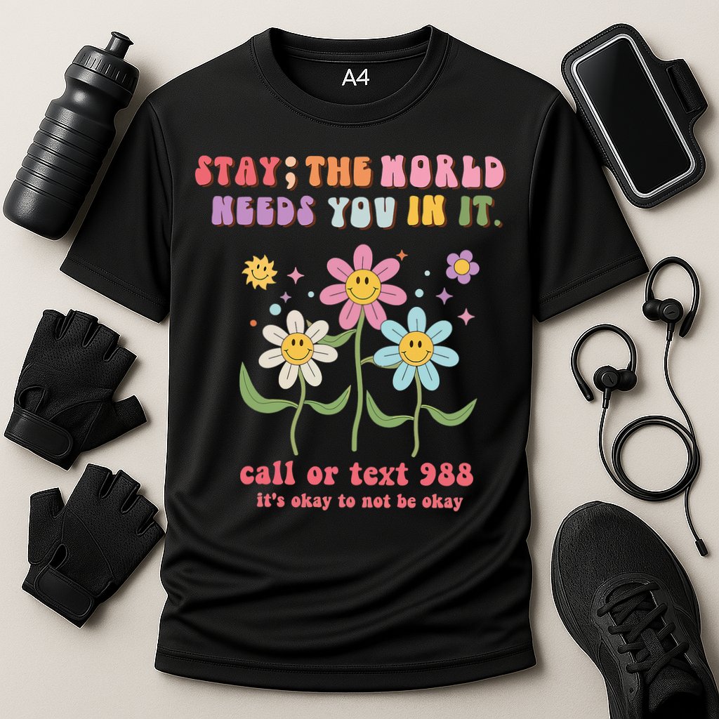 988 Suicide Prevention Retro Groovy Stay The World Needs You Performance Shirt
