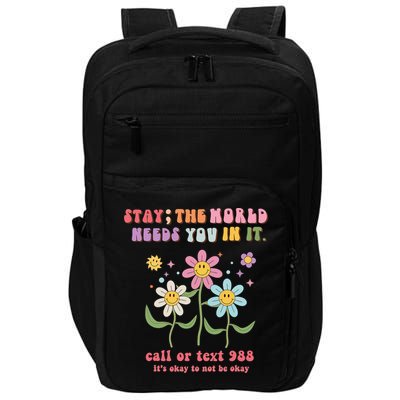 988 Suicide Prevention Retro Groovy Stay The World Needs You Impact Tech Backpack