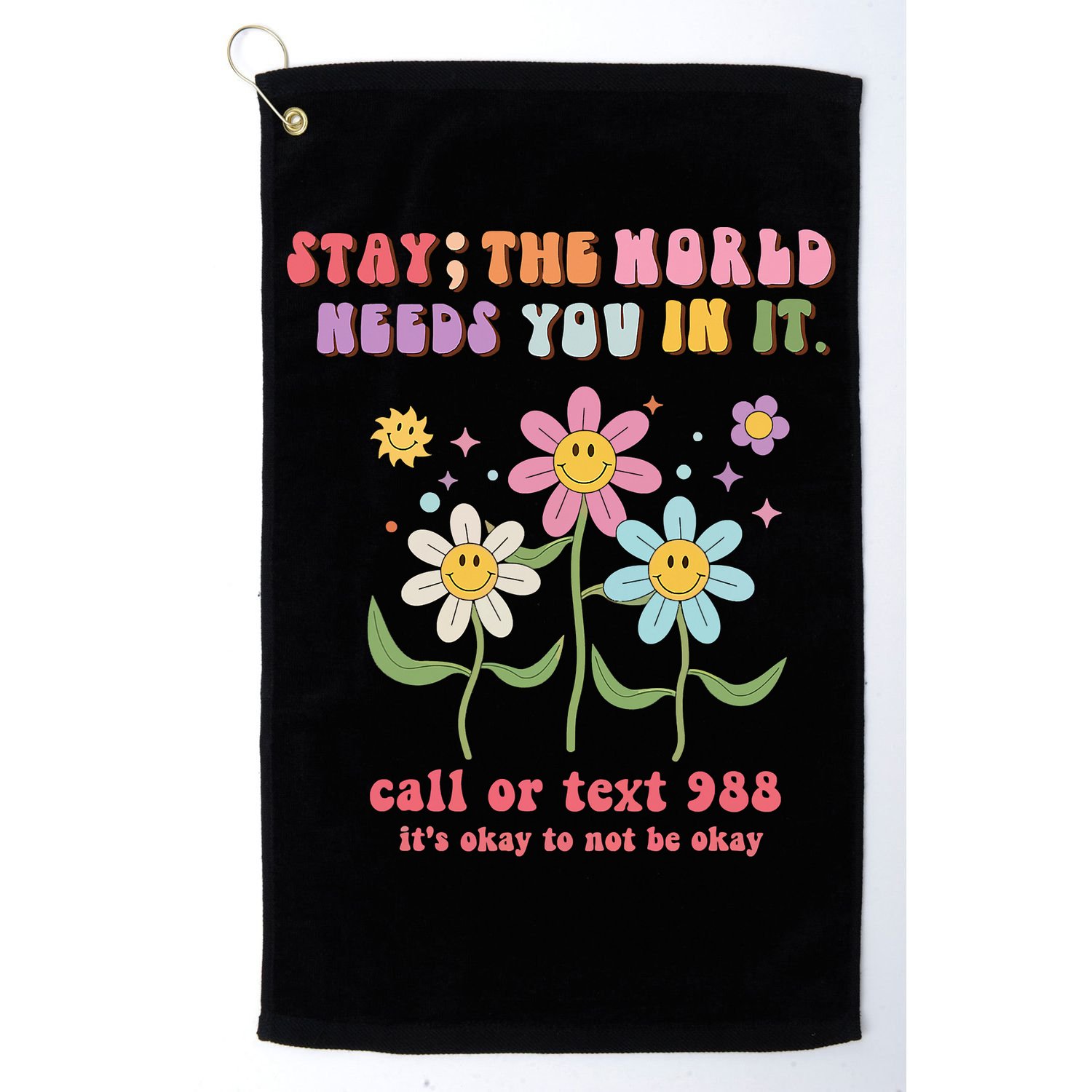988 Suicide Prevention Retro Groovy Stay The World Needs You Golf Towel