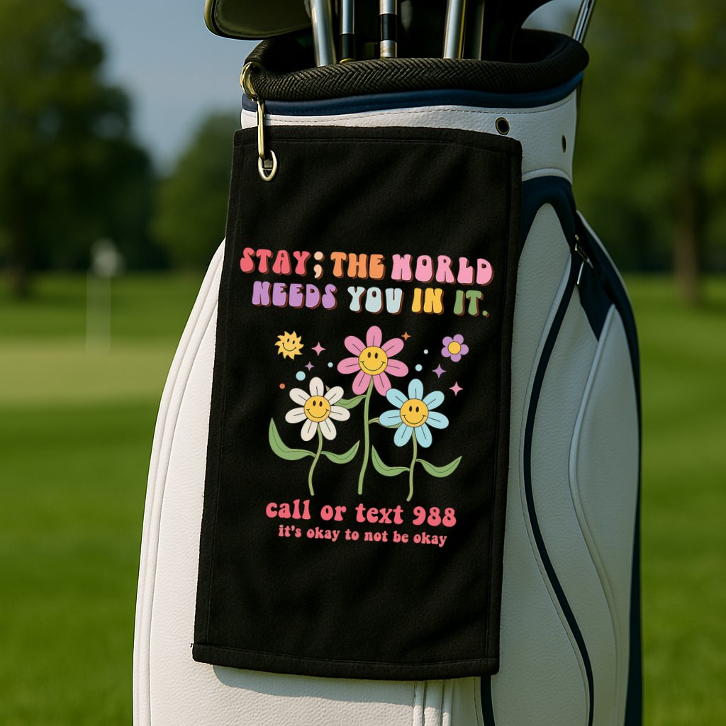988 Suicide Prevention Retro Groovy Stay The World Needs You Golf Towel