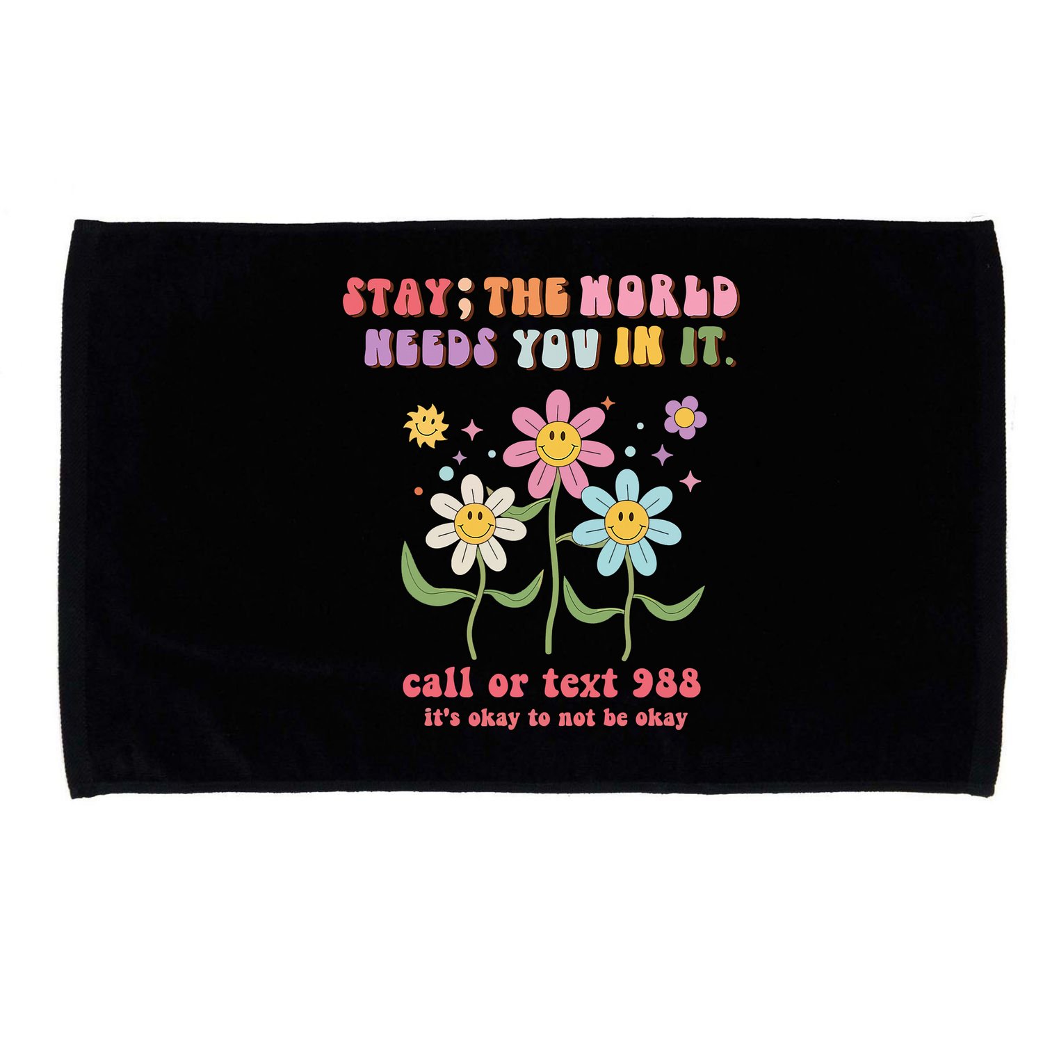988 Suicide Prevention Retro Groovy Stay The World Needs You Microfiber Hand Towel