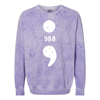 988 Suicide Prevention 988 Comma Colorblast Crewneck Sweatshirt