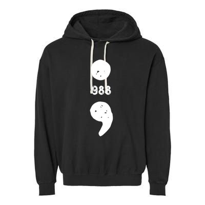 988 Suicide Prevention 988 Comma Garment-Dyed Fleece Hoodie