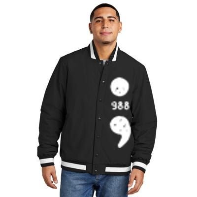 988 Suicide Prevention 988 Comma Insulated Varsity Jacket