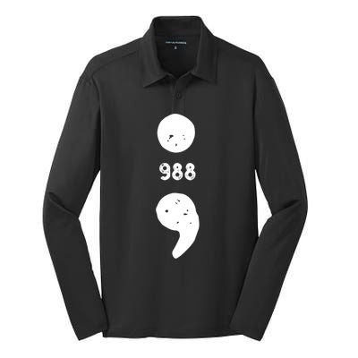 988 Suicide Prevention 988 Comma Silk Touch Performance Long Sleeve Polo