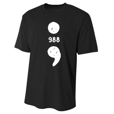 988 Suicide Prevention 988 Comma Performance Sprint T-Shirt