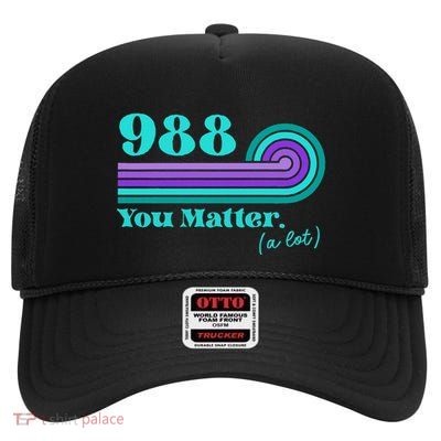 988 Suicide Prevention Mental Health Awareness Retro Teal High Crown Mesh Back Trucker Hat
