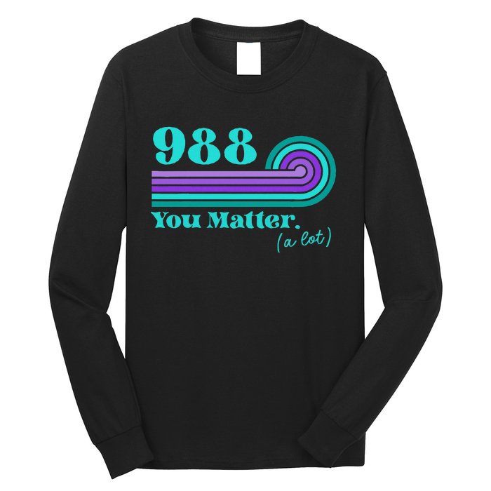 988 Suicide Prevention Mental Health Awareness Retro Teal Long Sleeve Shirt