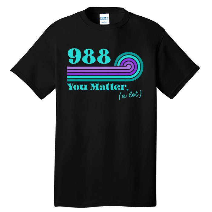 988 Suicide Prevention Mental Health Awareness Retro Teal Tall T-Shirt