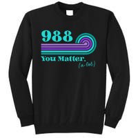 988 Suicide Prevention Mental Health Awareness Retro Teal Tall Sweatshirt