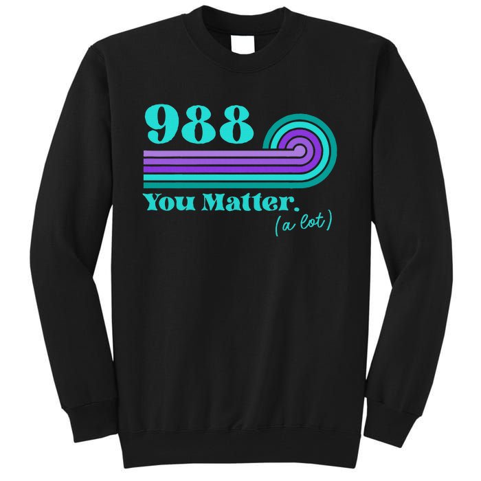 988 Suicide Prevention Mental Health Awareness Retro Teal Tall Sweatshirt