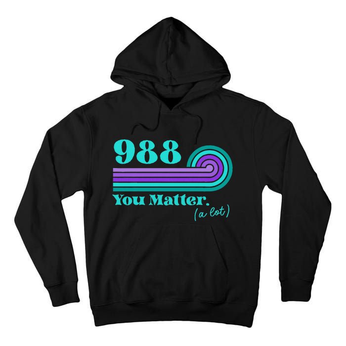 988 Suicide Prevention Mental Health Awareness Retro Teal Tall Hoodie