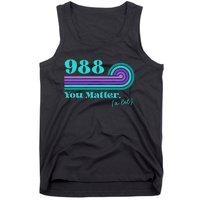 988 Suicide Prevention Mental Health Awareness Retro Teal Tank Top