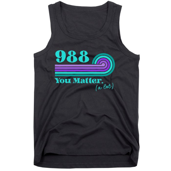 988 Suicide Prevention Mental Health Awareness Retro Teal Tank Top