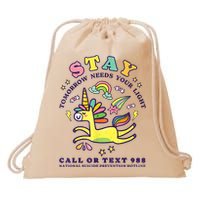 988 Suicide Prevention Tomorrow Needs You Retro Drawstring Bag