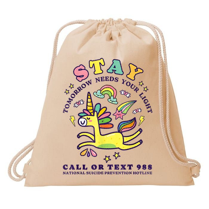 988 Suicide Prevention Tomorrow Needs You Retro Drawstring Bag