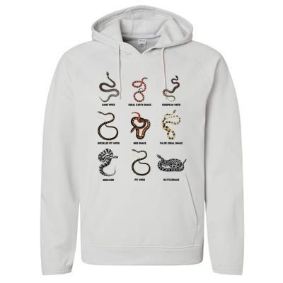 9 Snakes Snake Lover Snake Snake Performance Fleece Hoodie