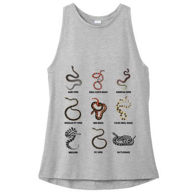9 Snakes Snake Lover Snake Snake Ladies PosiCharge Tri-Blend Wicking Tank
