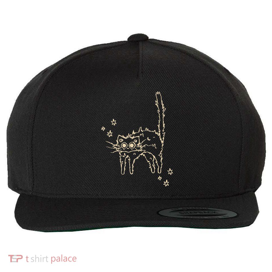 90s Scary Tomcat Pussycat Cat Is Scared Under Starry .Png Wool Snapback Cap