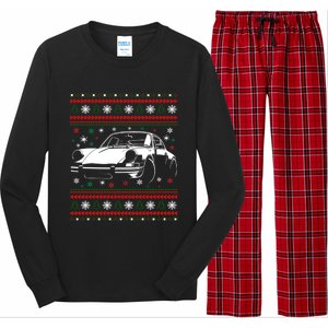 911 Silhouette Ugly Christmas Car Lover Funny Gift Long Sleeve Pajama Set