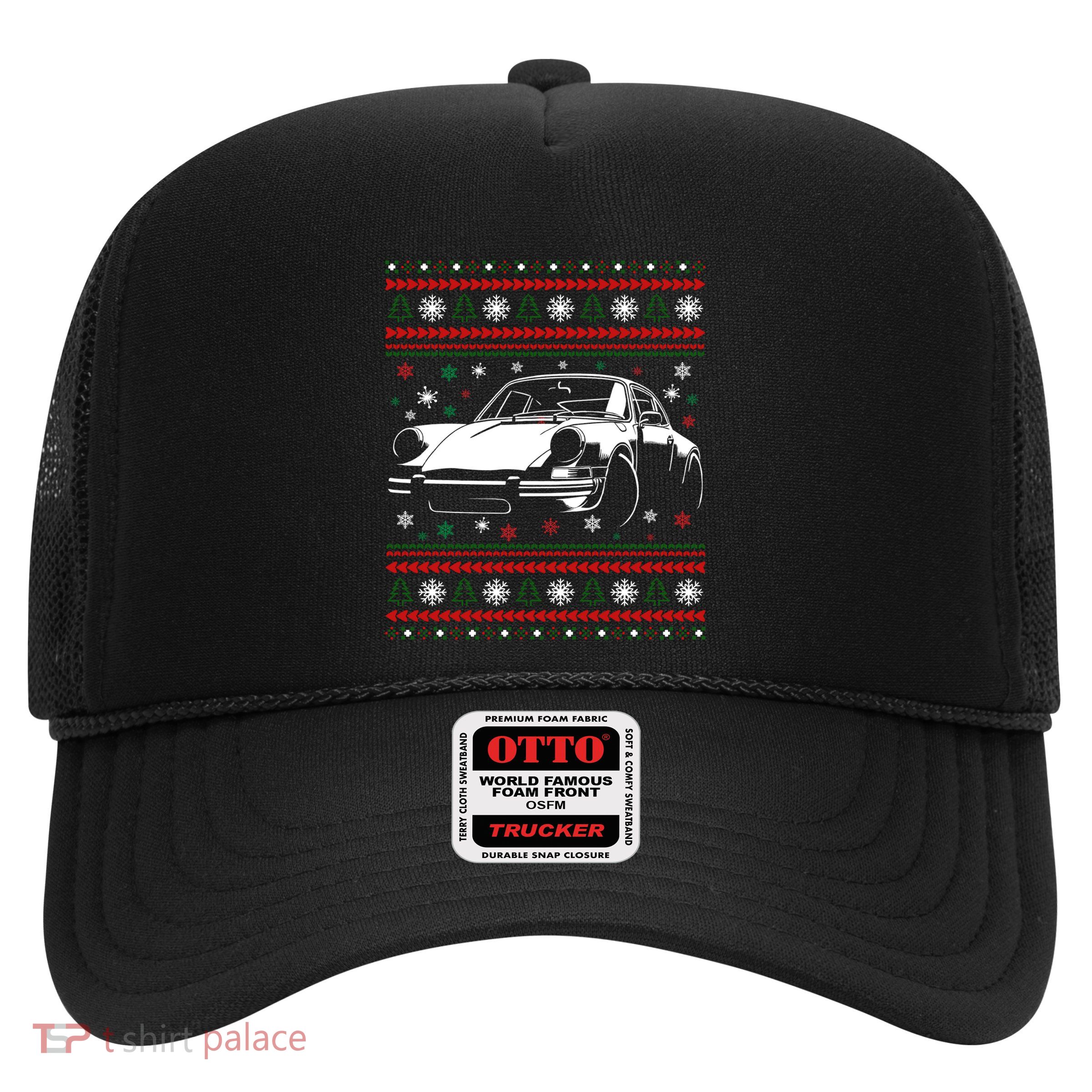 911 Silhouette Ugly Christmas Car Lover Funny Gift Trucker Hat