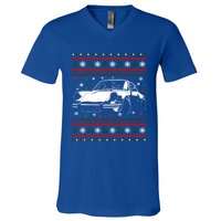 911 Silhouette Ugly Christmas Car Lover Funny Gift V-Neck T-Shirt