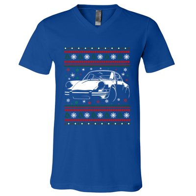 911 Silhouette Ugly Christmas Car Lover Funny Gift V-Neck T-Shirt