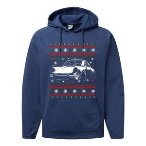 911 Silhouette Ugly Christmas Car Lover Funny Gift Performance Fleece Hoodie