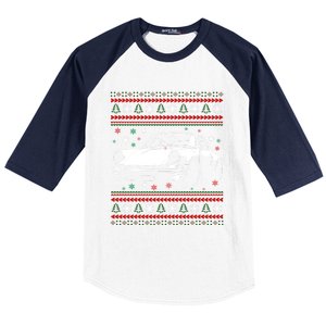 911 Silhouette Ugly Christmas Car Lover Funny Gift Baseball Sleeve Shirt