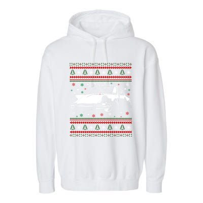 911 Silhouette Ugly Christmas Car Lover Funny Gift Garment-Dyed Fleece Hoodie