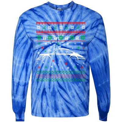 911 Silhouette Ugly Christmas Car Lover Funny Gift Cute Gift Tie-Dye Long Sleeve Shirt