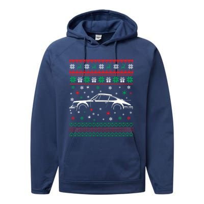 911 Silhouette Ugly Christmas Car Lover Funny Gift Cute Gift Performance Fleece Hoodie